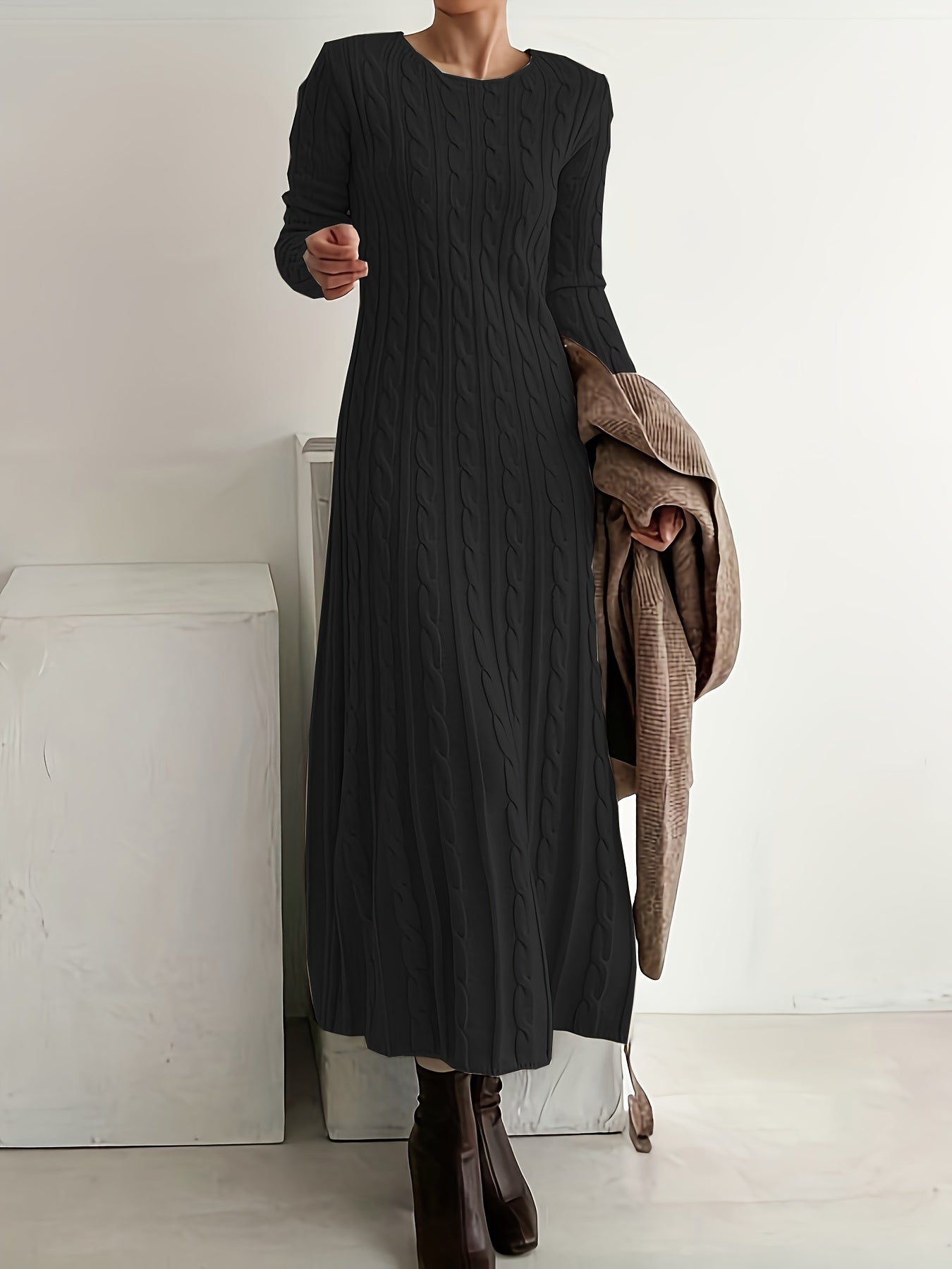 Sarah | Comfortabele Maxi Jurk in Kabeltricot