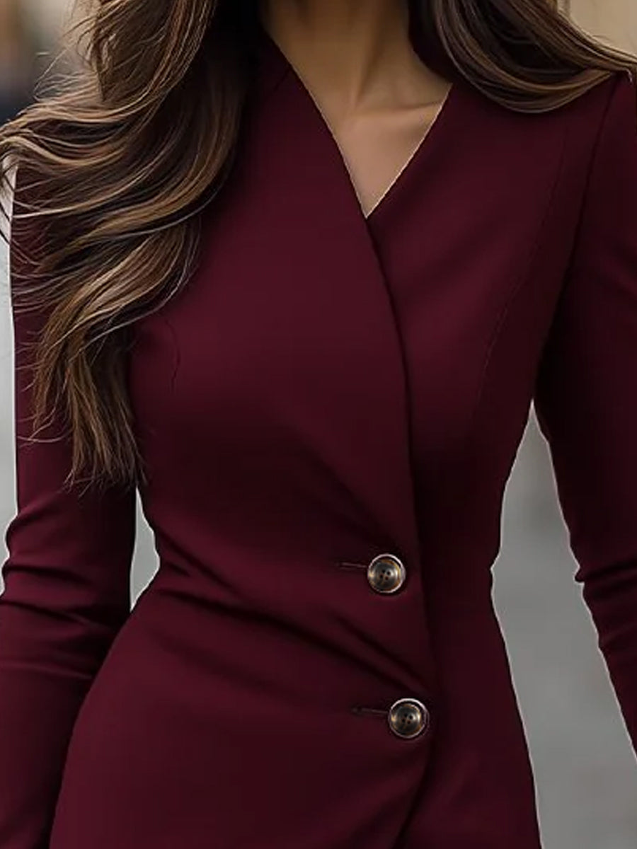 Eva | Midi Jurk Met Wikkelstijl Bordeaux