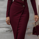 Eva | Midi Jurk Met Wikkelstijl Bordeaux