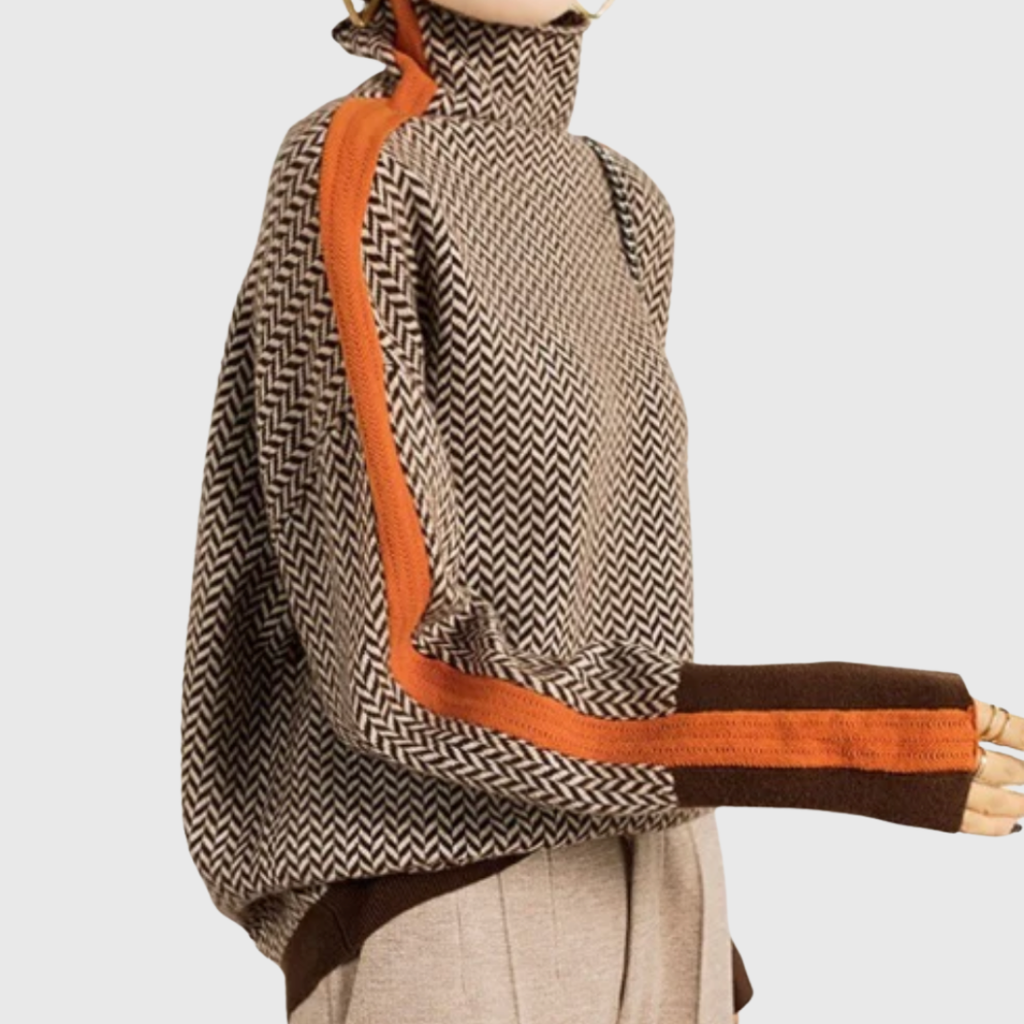 Famke | Luxe Col Roulé in Chevron