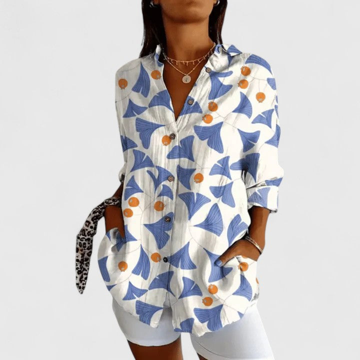 Rebecca | Elegante Bloes met Bloemenprint