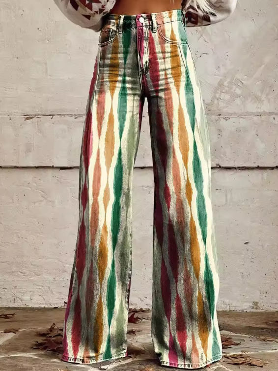 Olivia | Natuurlijke Geprinte Broek