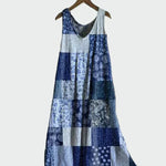 Jurk met Blauwe Patchworkpatroon