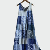 Jurk met Blauwe Patchworkpatroon