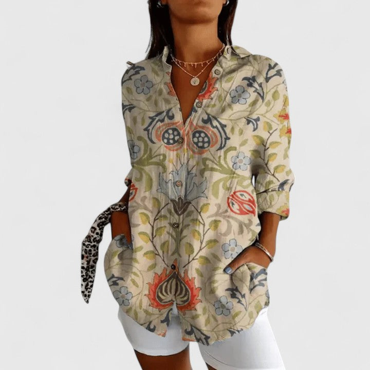 Rebecca | Elegante Bloes met Bloemenprint