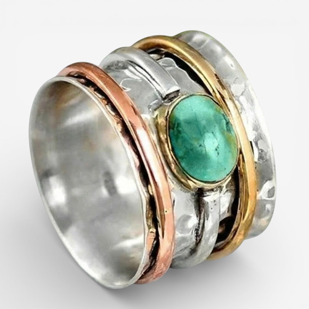 Coco - Vintage Ring Goud & Zilver Turquoise
