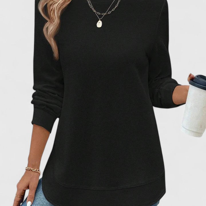 Valerie | Elegante Top met Ronde Hals en Lange Mouwen