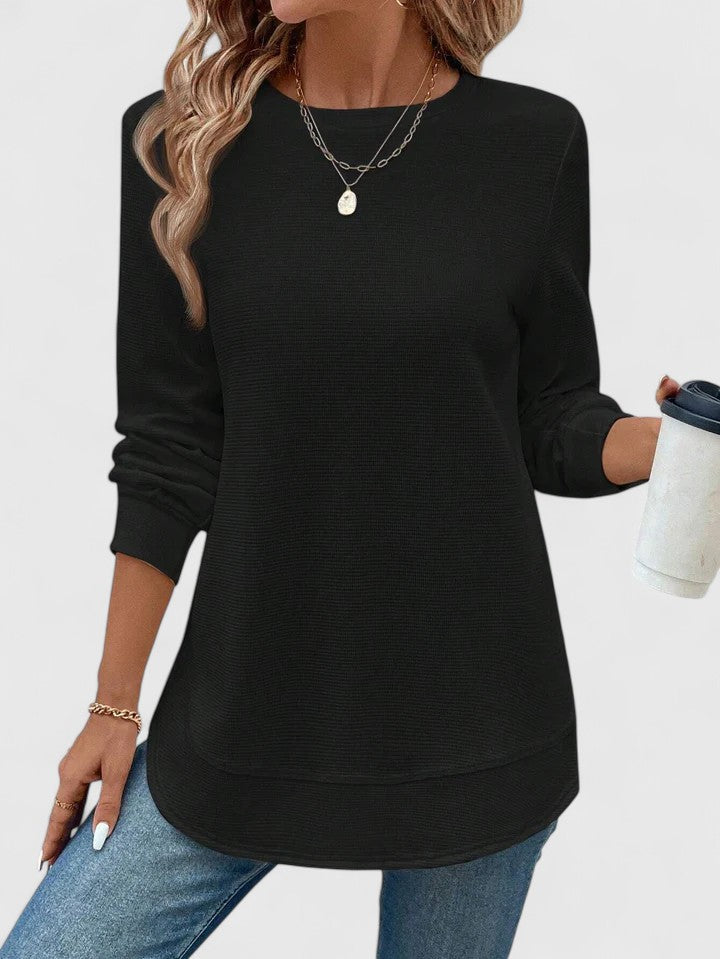 Valerie | Elegante Top met Ronde Hals en Lange Mouwen