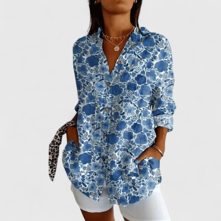 Rebecca | Elegante Bloes met Bloemenprint