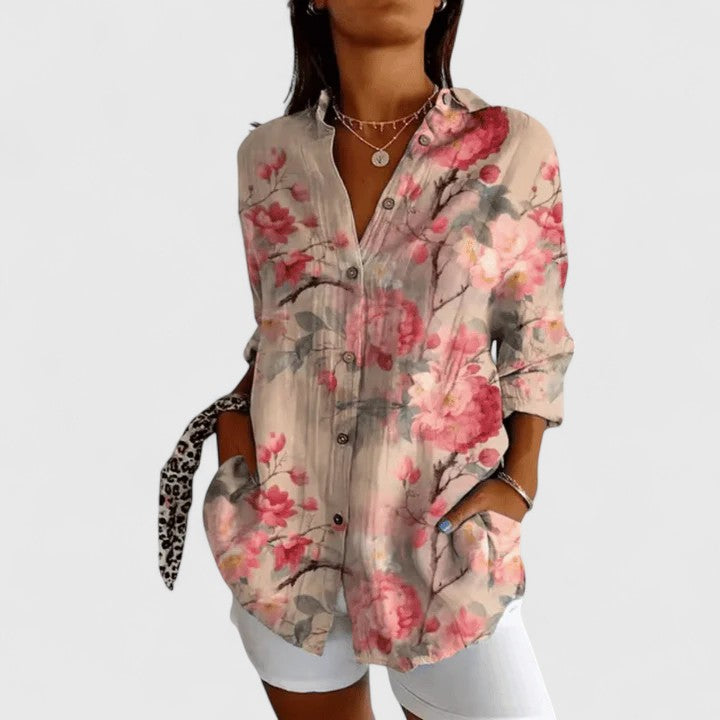 Rebecca | Elegante Bloes met Bloemenprint