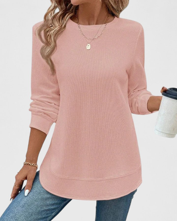 Valerie | Elegante Top met Ronde Hals en Lange Mouwen