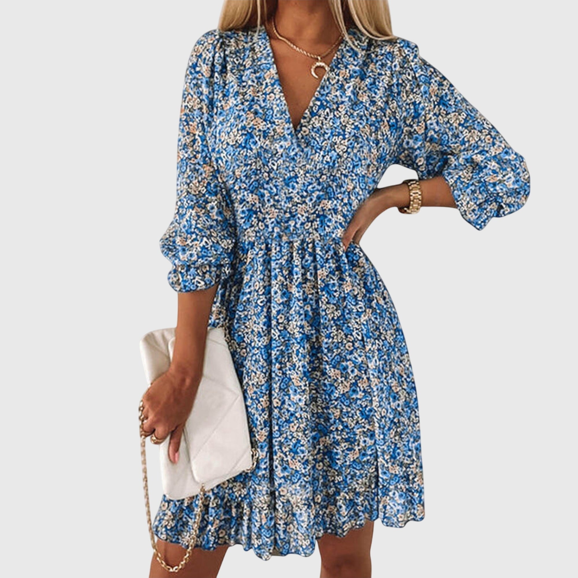 Nora | Bloemen Puff Mouw Jurk