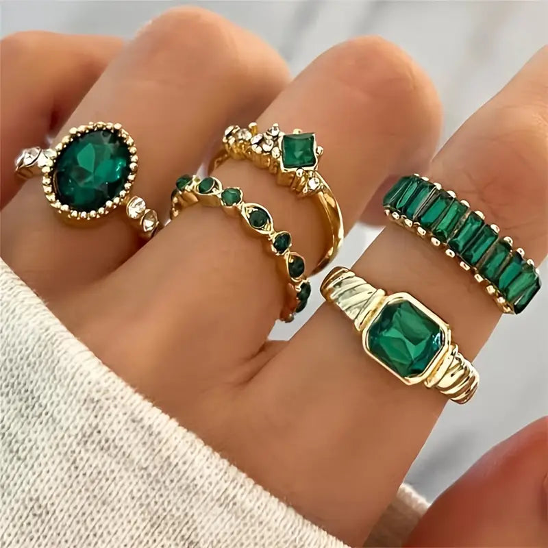 Exquise Groene Ringenset Zarina | Goud