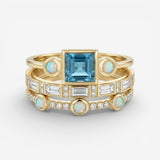 Oceaan - Set van Vintage Blauwe Kristallen Ringen