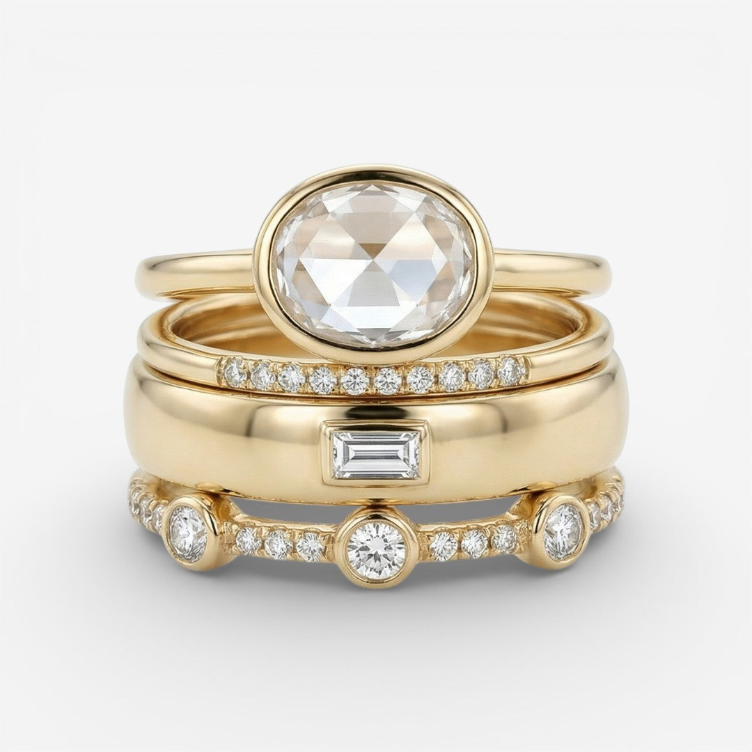 Lily - Vintage Ringenset in Goud en Zirkonia