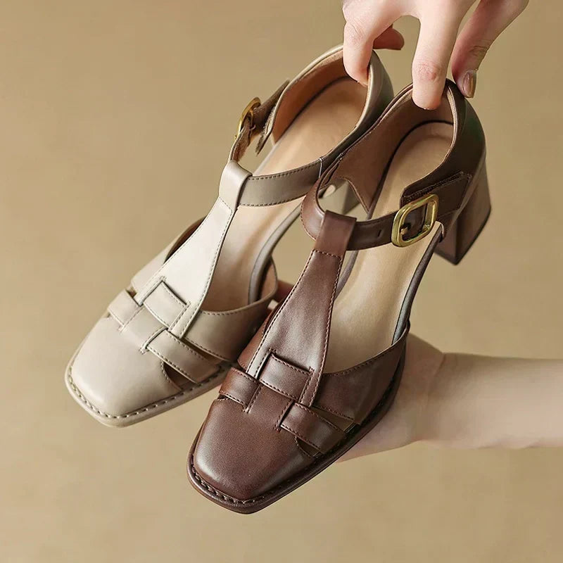Famke | Sandalen met vierkante neus