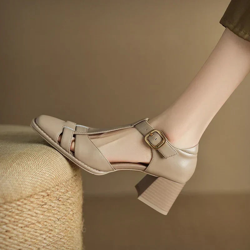Famke | Sandalen met vierkante neus