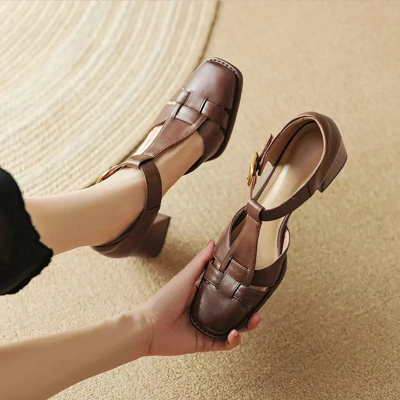 Famke | Sandalen met vierkante neus