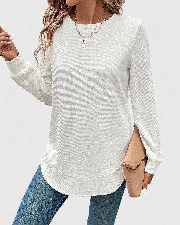 Valerie | Elegante Top met Ronde Hals en Lange Mouwen
