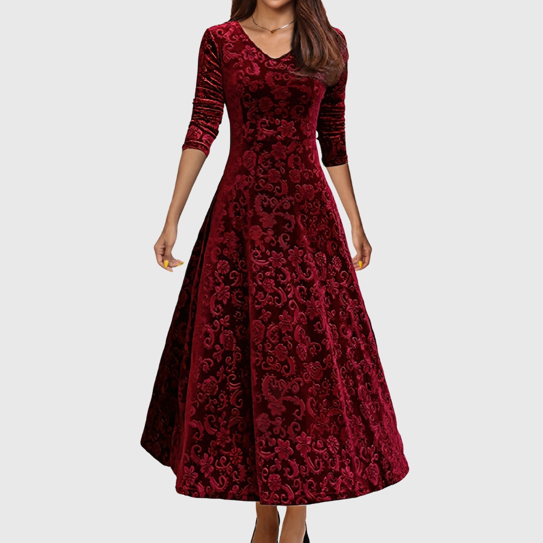 Carine | Elegante Fluwelen Jurk voor Feestdagen