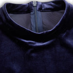 Isa | Midi Jurk met Lange Mouwen Donkerblauw