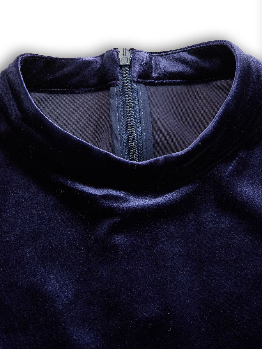Isa | Midi Jurk met Lange Mouwen Donkerblauw