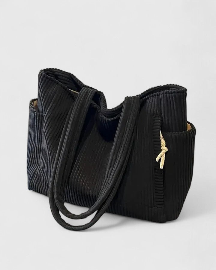 Silvia | Luxe ribbel tas met trendy koorddetails