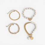 Chique set van 4 gouden armbanden – Slang, parels en schakels