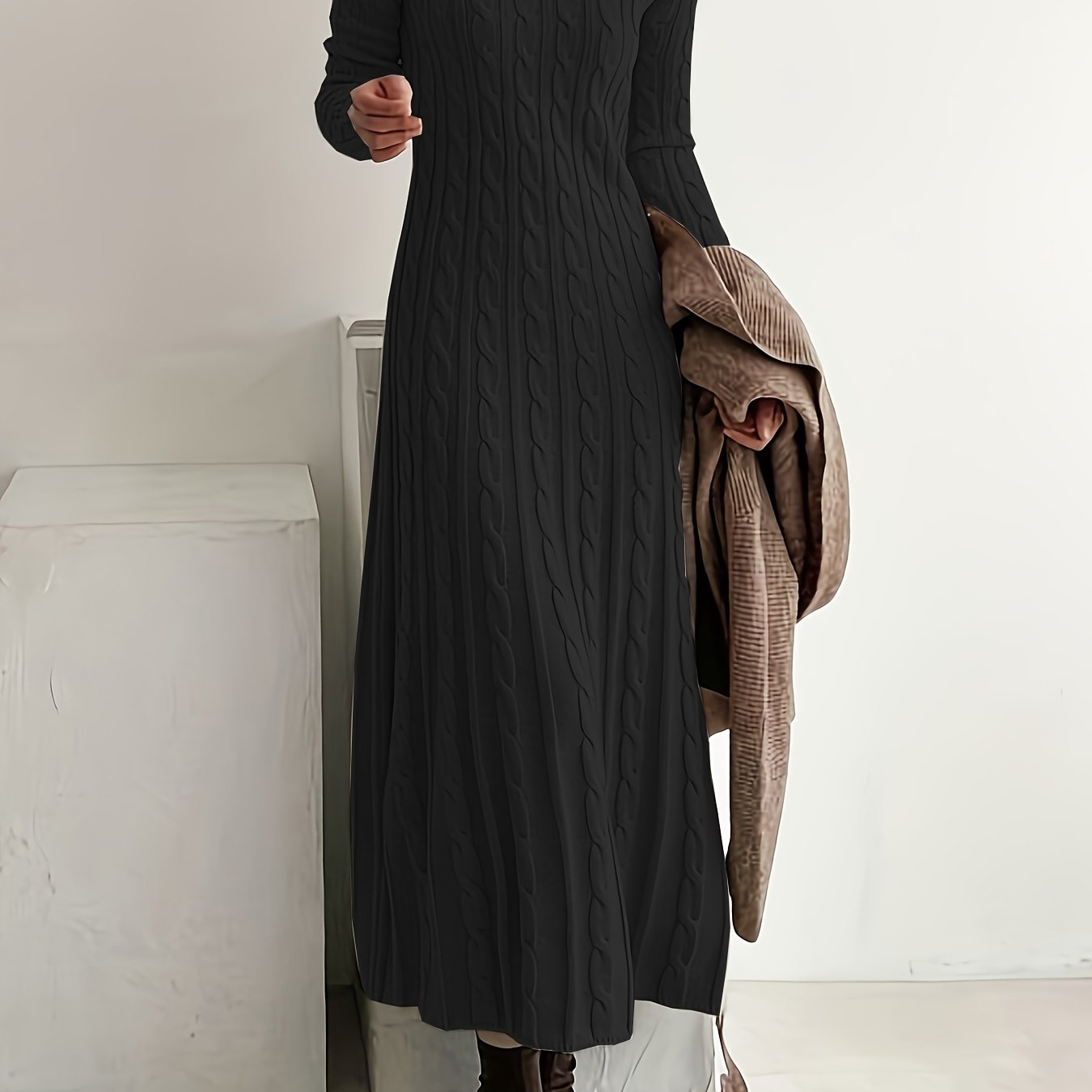 Sarah | Comfortabele Maxi Jurk in Kabeltricot