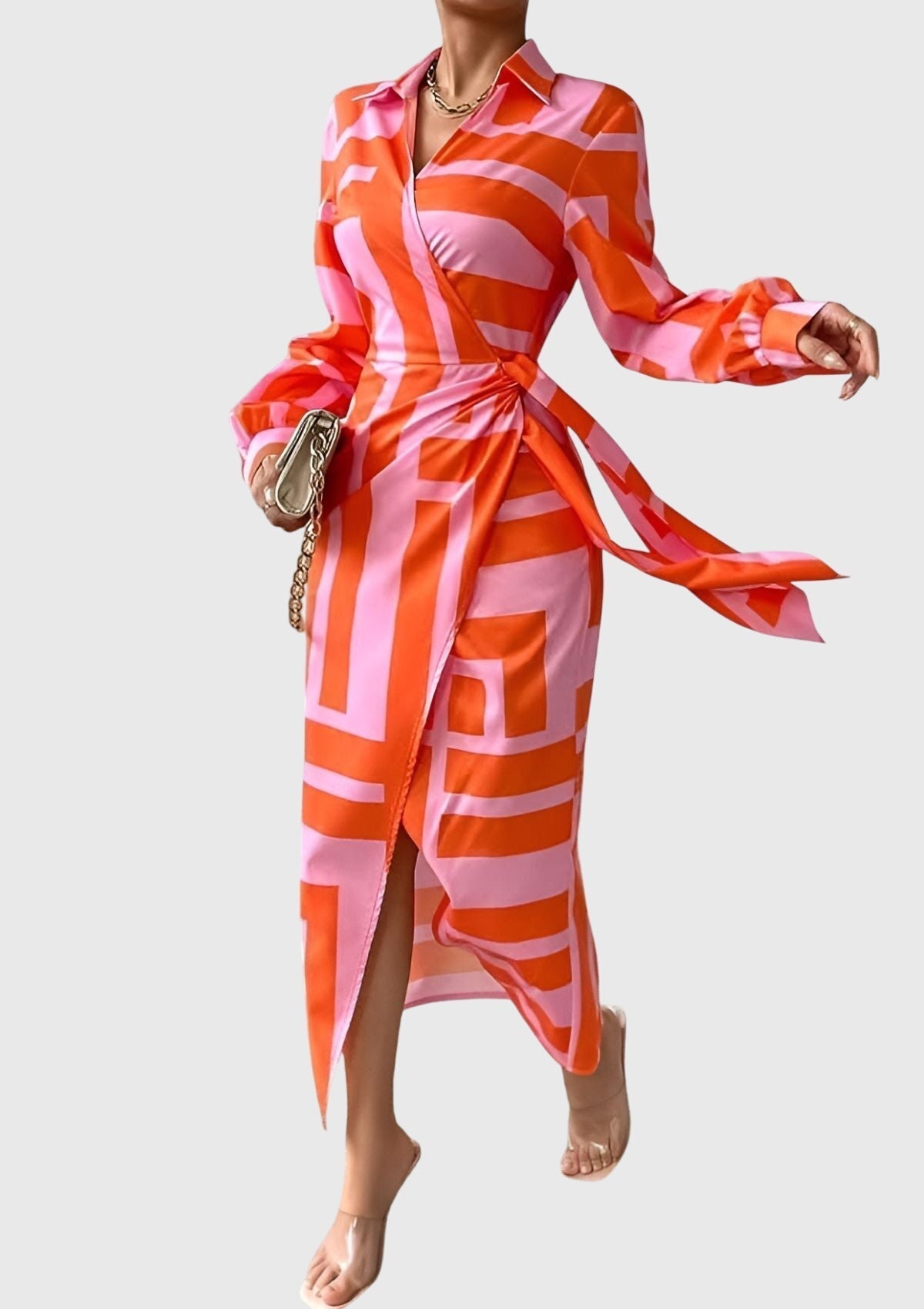 Mijntje | Elegante Wikkeljurk met Print