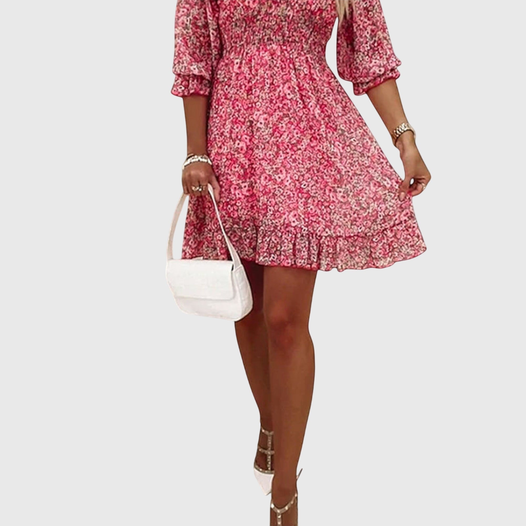 Nora | Bloemen Puff Mouw Jurk
