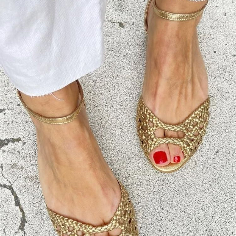 Isadora | Gouden Vlecht Sandalen