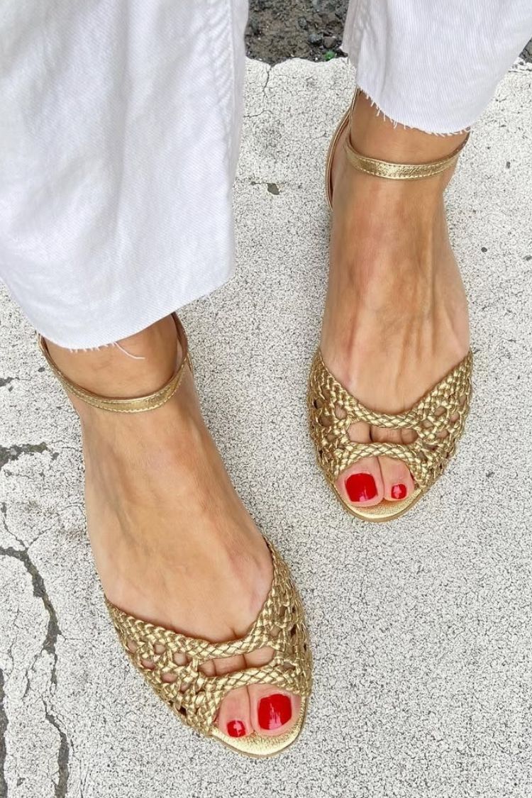 Isadora | Gouden Vlecht Sandalen