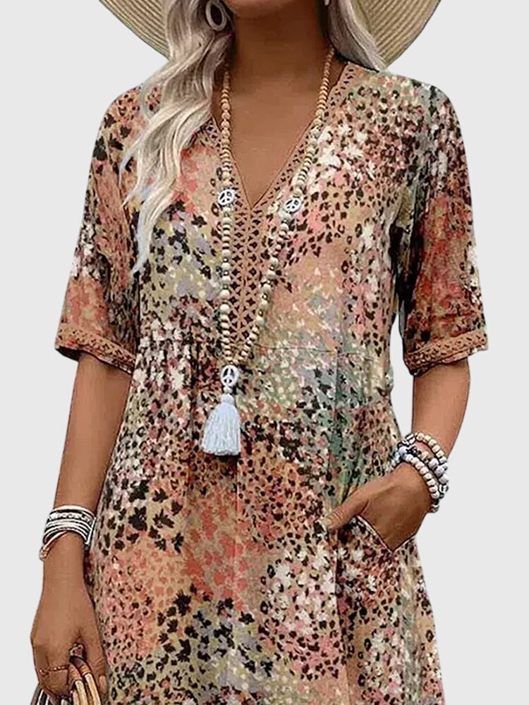 Anouk | Elegante Midi Bloemenjurk