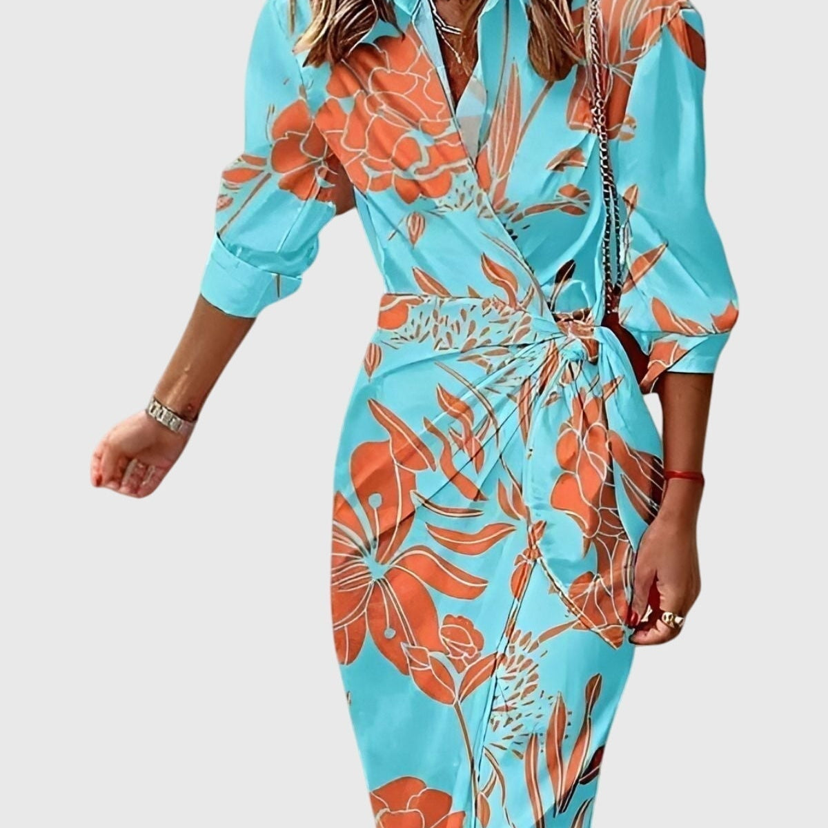 Mijntje | Elegante Wikkeljurk met Print