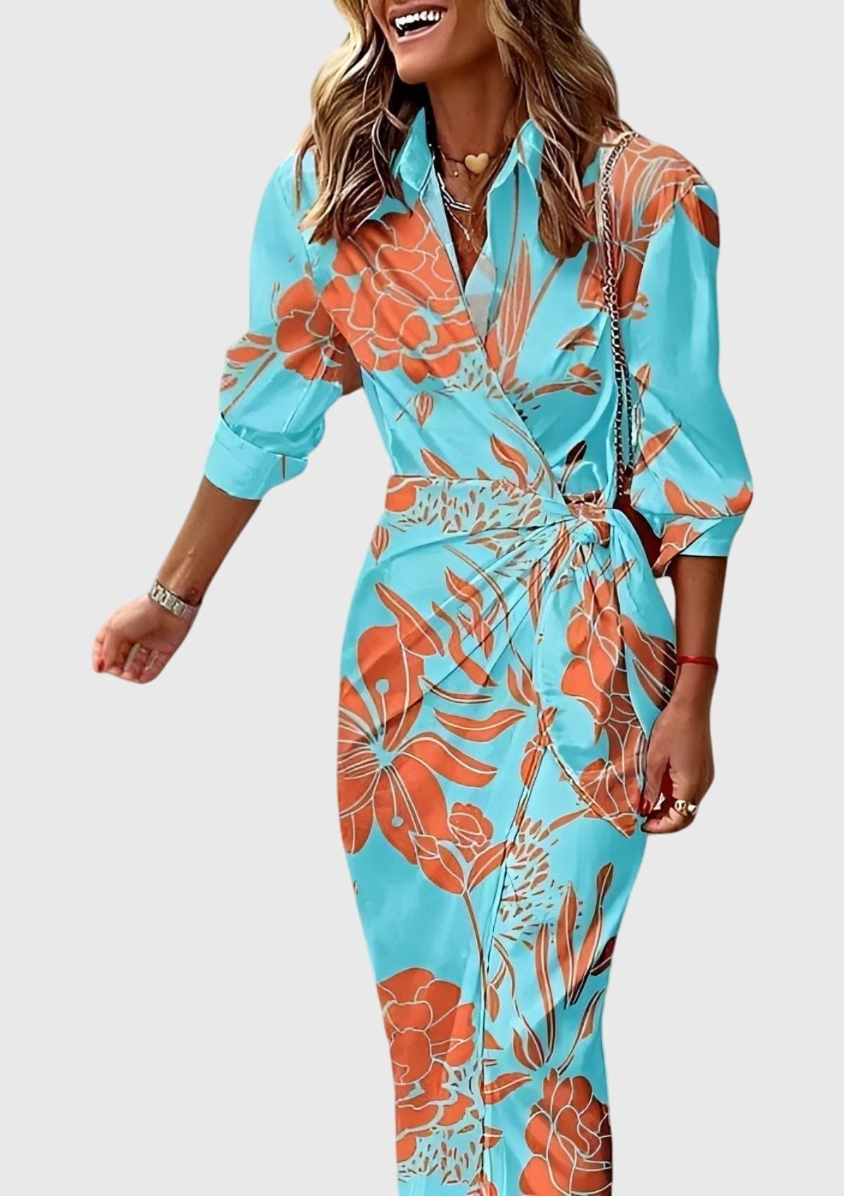 Mijntje | Elegante Wikkeljurk met Print