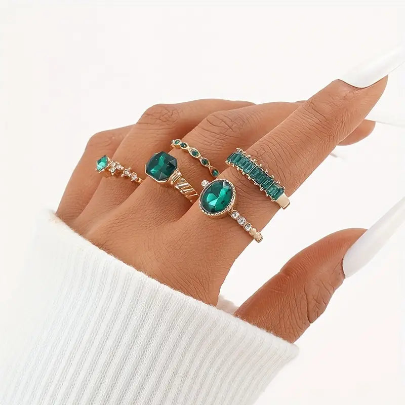 Exquise Groene Ringenset Zarina | Goud