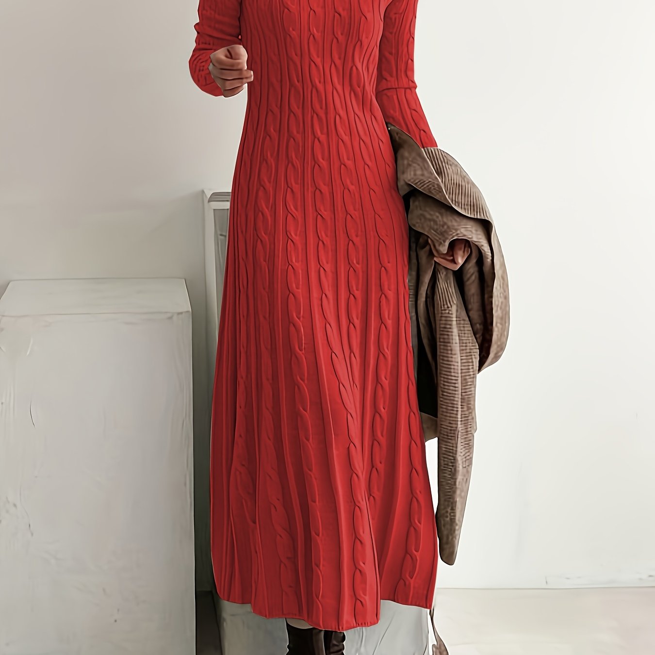 Sarah | Comfortabele Maxi Jurk in Kabeltricot