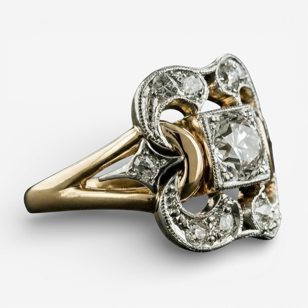 Vintage gouden ring Zirkonia