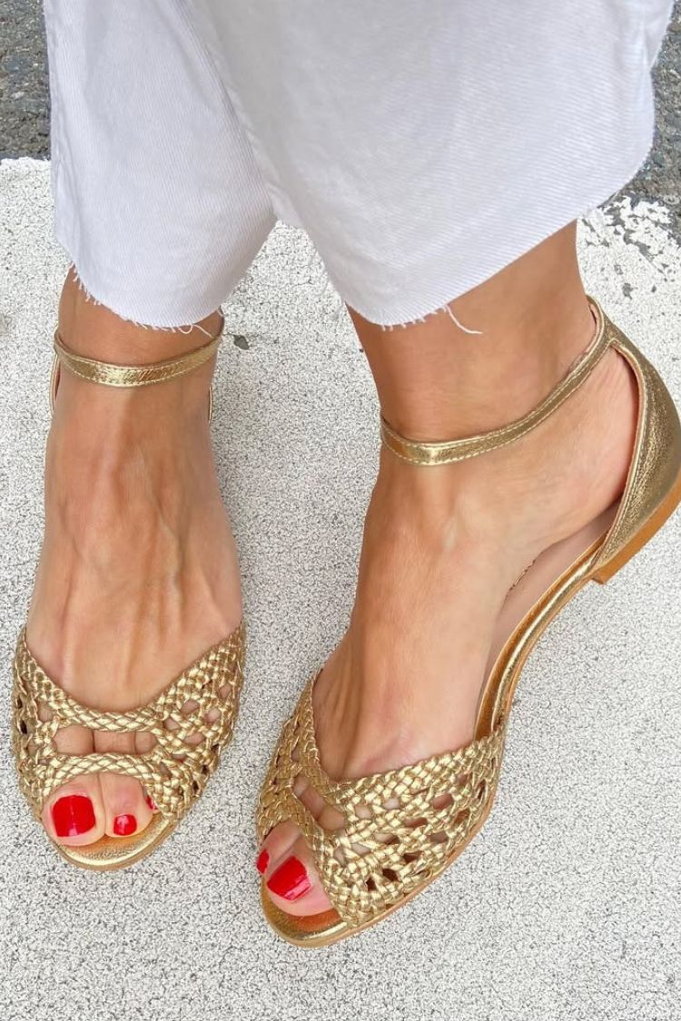 Isadora | Gouden Vlecht Sandalen
