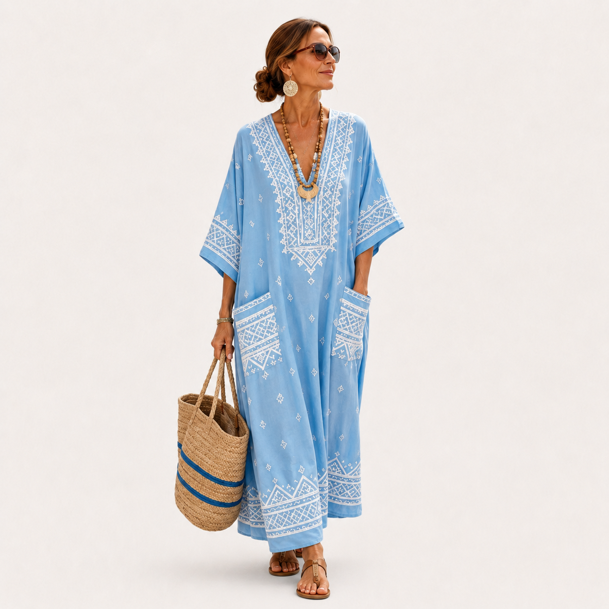 Caftan Lina Celeste Etnisch