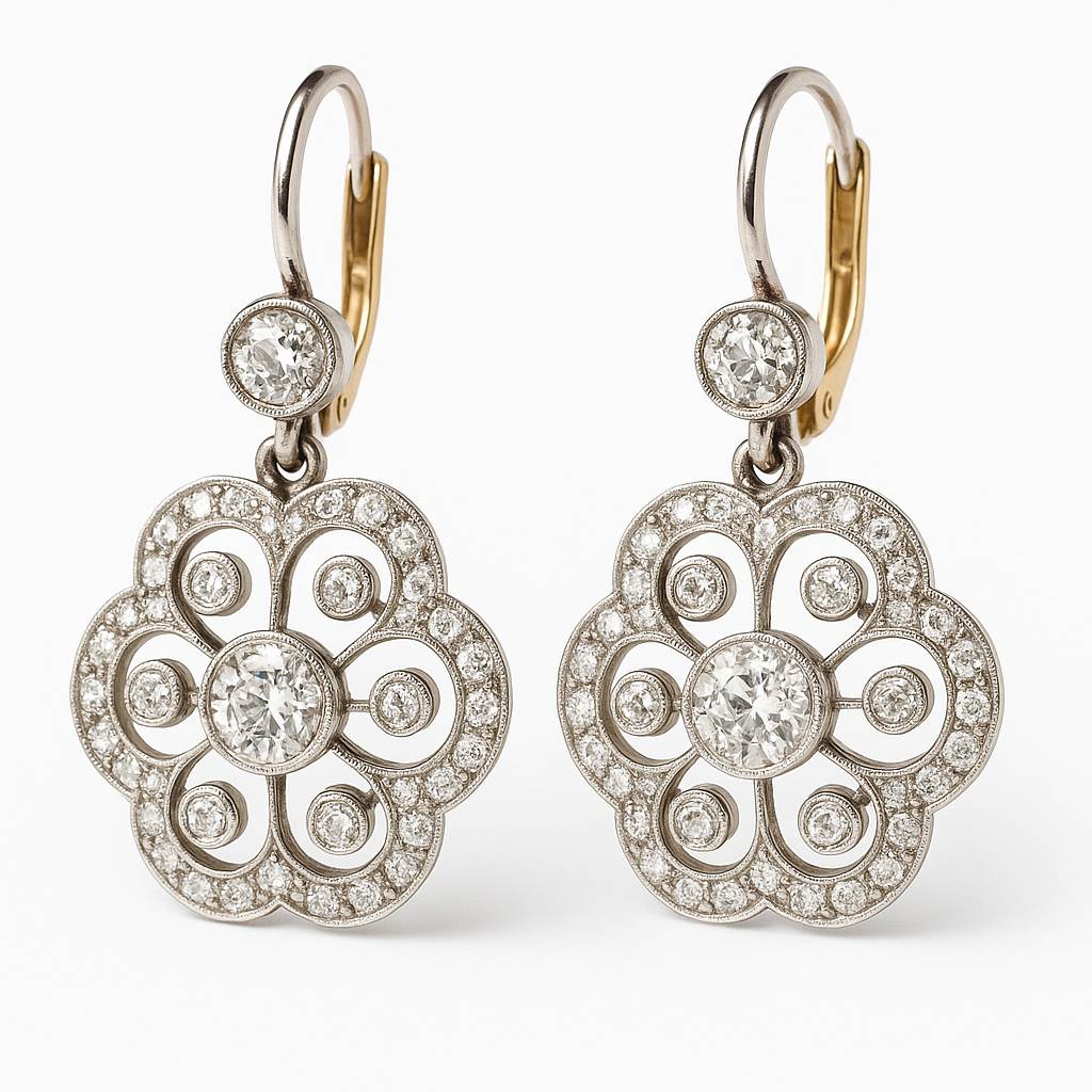 Madeleine – Vintage oorringen met mandala in kristal