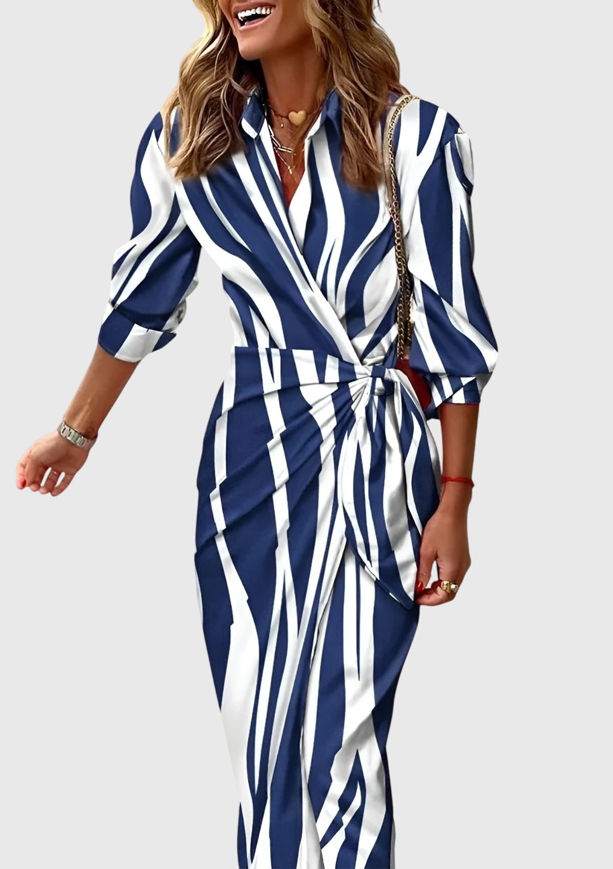 Mijntje | Elegante Wikkeljurk met Print