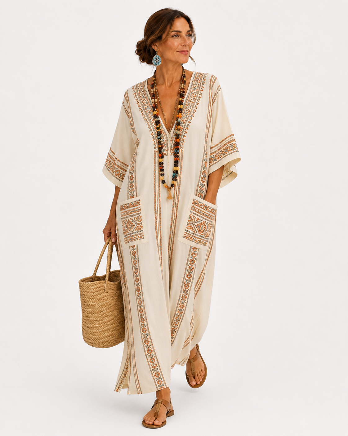Caftán Dalia Beige Etnisch