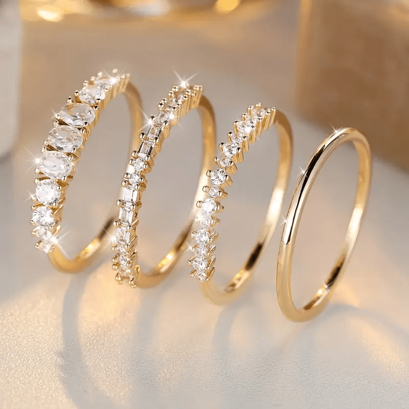 Stapelige Ringen van 14k Gouden Zirkonia