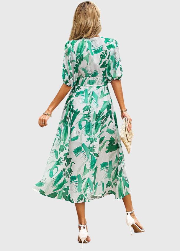 Olga | Flatterende Midi Bloemenjurk