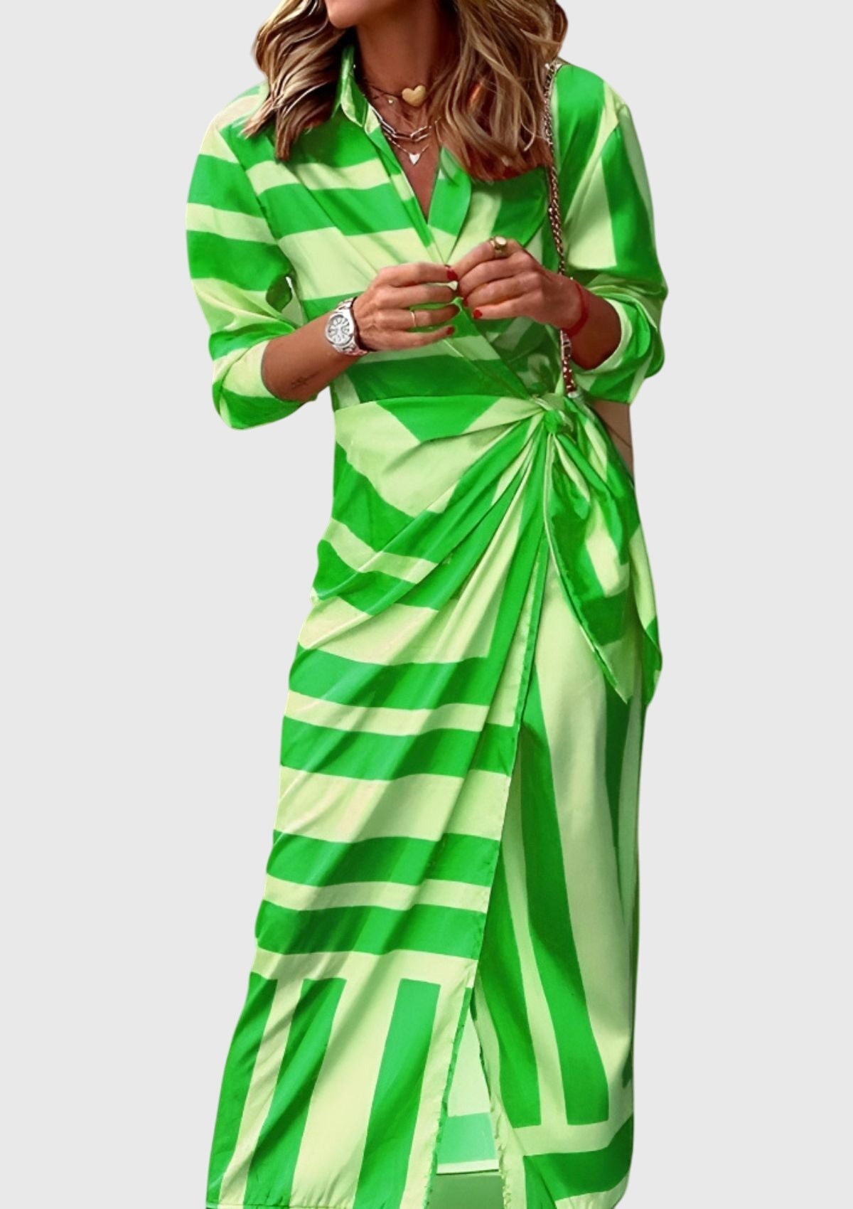 Mijntje | Elegante Wikkeljurk met Print