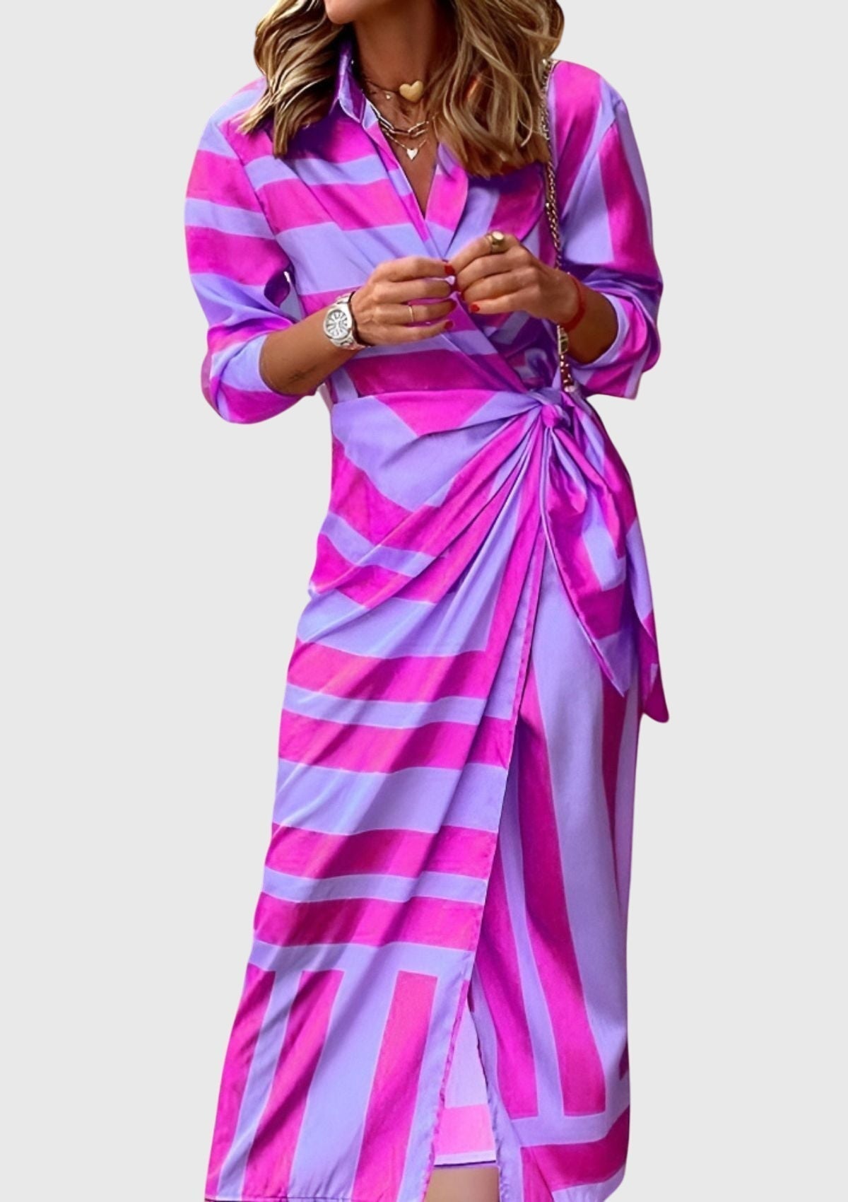 Mijntje | Elegante Wikkeljurk met Print
