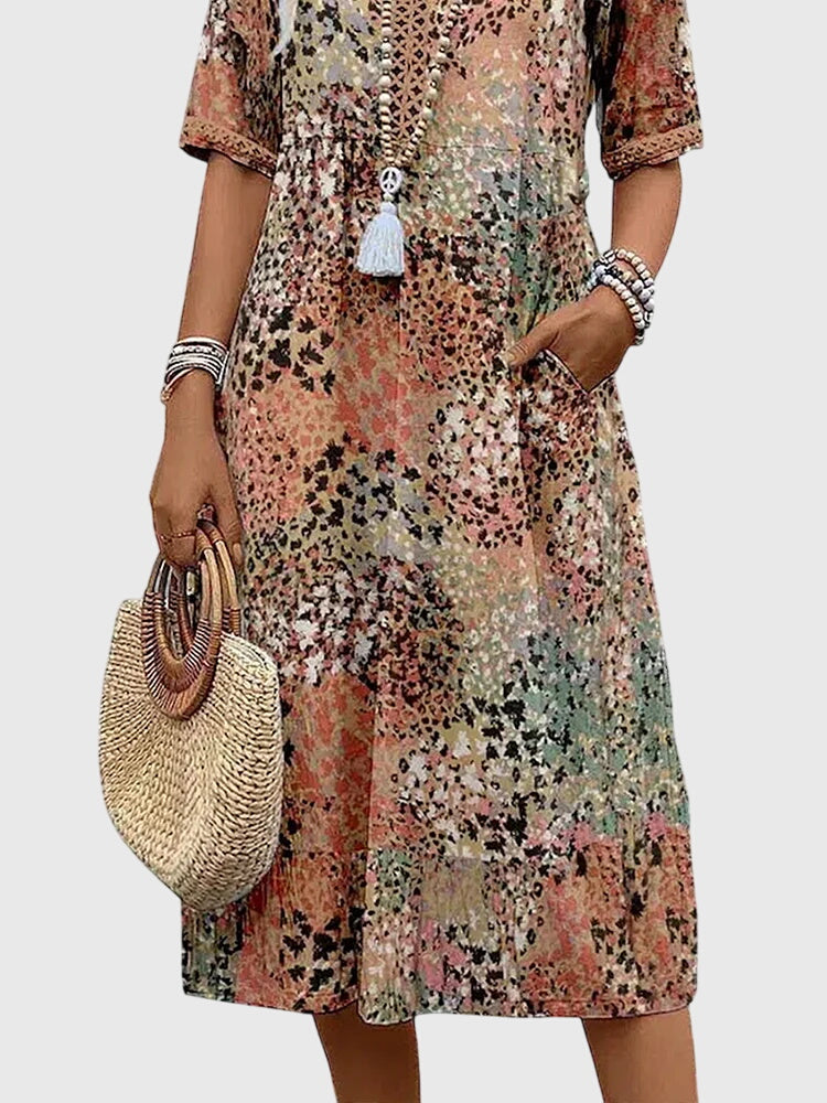 Anouk | Elegante Midi Bloemenjurk