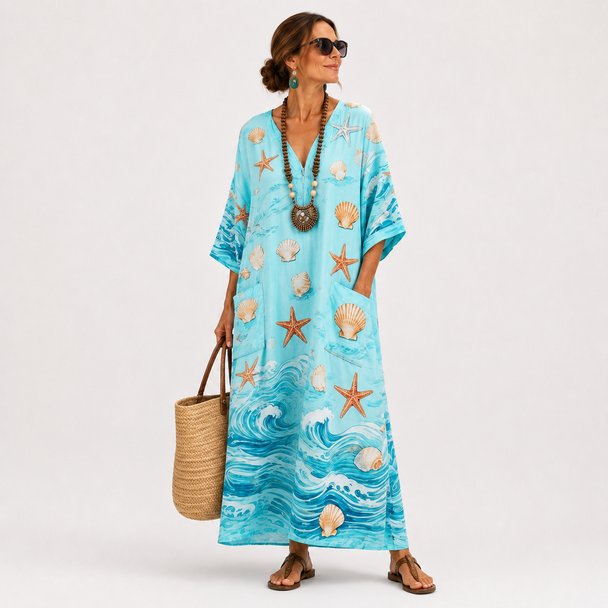 Caftan Lucía Turquoise Marine